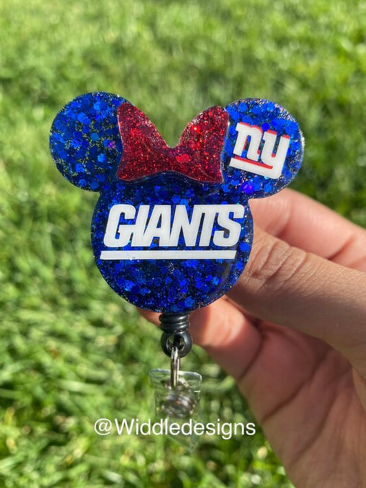 New York sports football custom mouse keychain bag accessory, personalized frontline badge reel holder